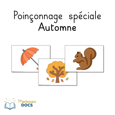Poinçonnage d'automne - Fiches Montessori à imprimer